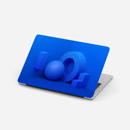 Laptop-Aufkleber blaue geometrische 3d-komposition – Pixers®