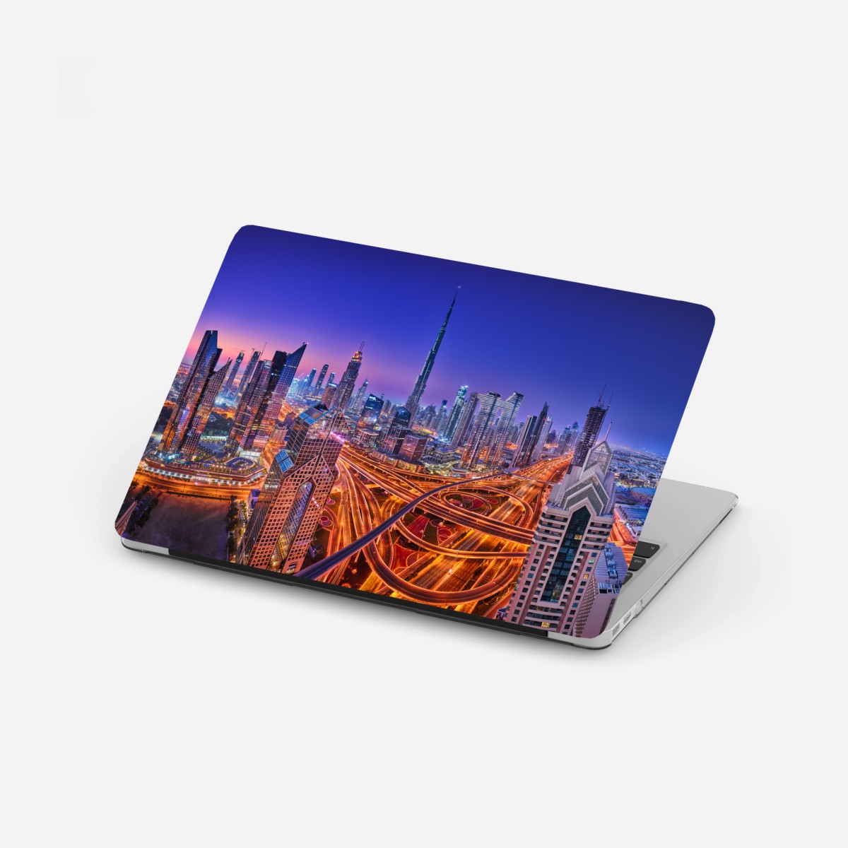 Laptop-Aufkleber Dubai panorama bei dämmerung – Pixers®