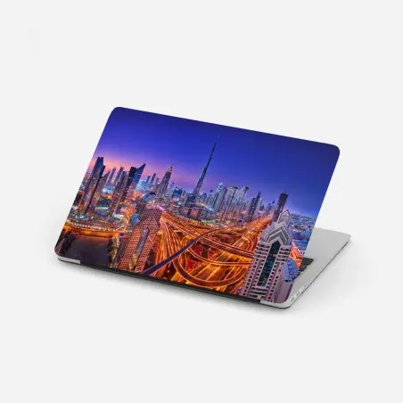 Laptop-Aufkleber Dubai panorama bei dämmerung – Pixers®
