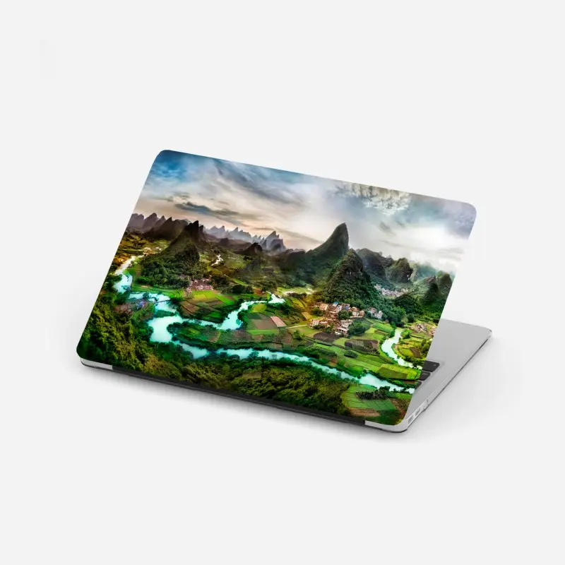 Laptop-Aufkleber smaragdfluss zwischen karsthügeln panorama