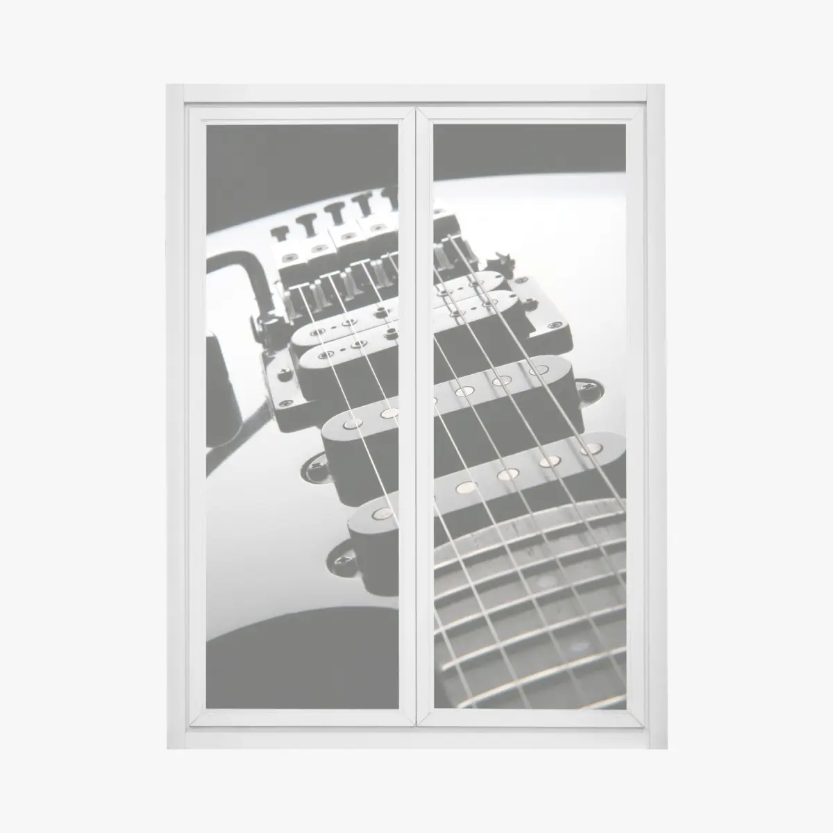 Fensteraufkleber nahaufnahme einer schwarzen elektrogitarre – Pixers®