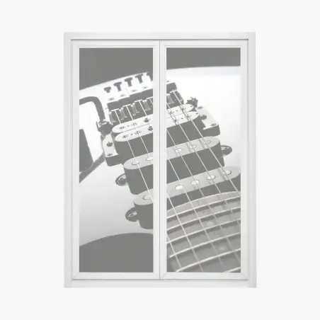 Fensteraufkleber nahaufnahme einer schwarzen elektrogitarre – Pixers®