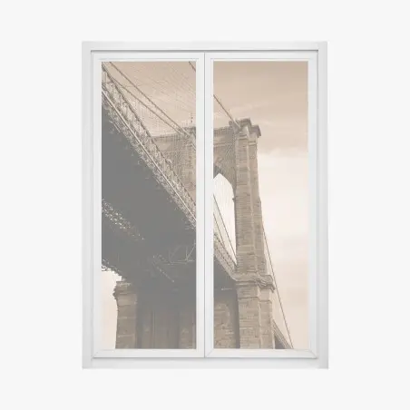 Fensteraufkleber sepia ansicht der Brooklyn Bridge – Pixers®