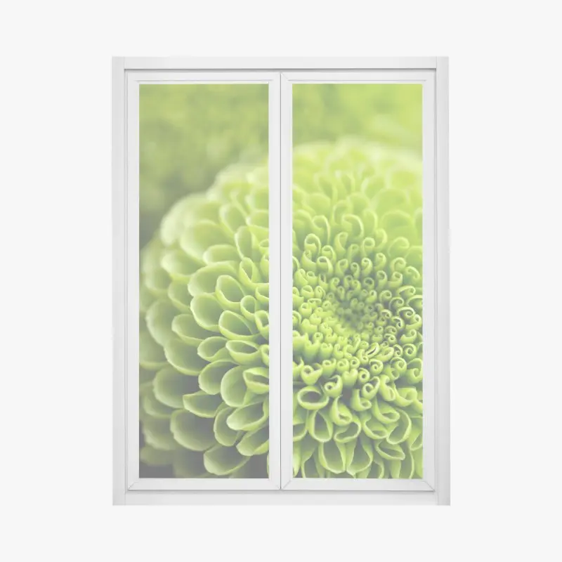 Fensteraufkleber leuchtende grüne blumenspirale im makro