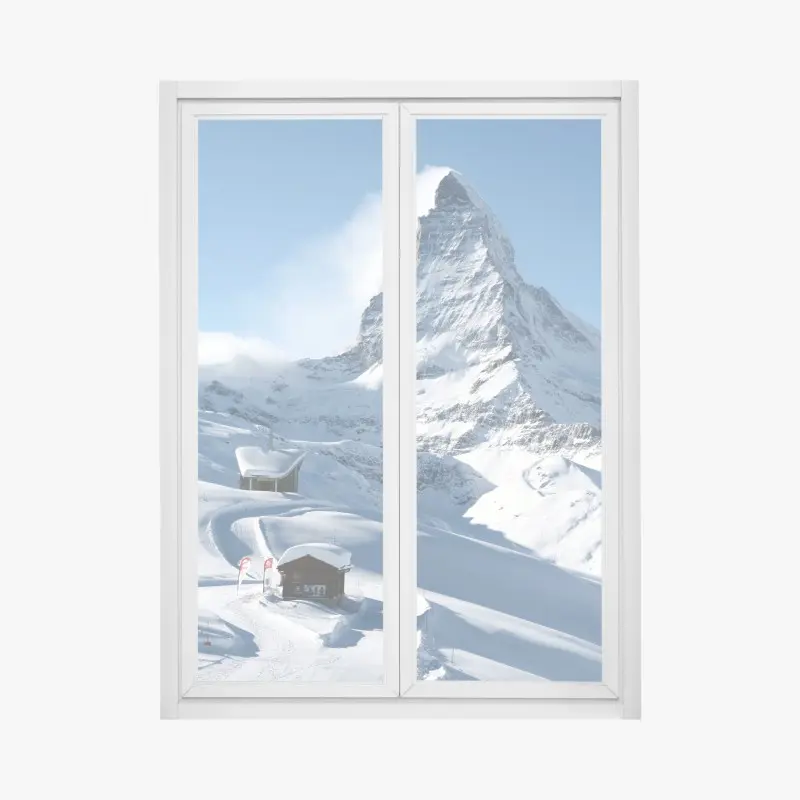 Fensteraufkleber majestätischer alpiner gipfel im winter