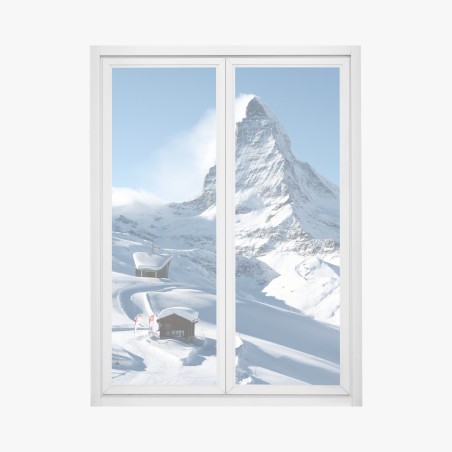 Fensteraufkleber majestätischer alpiner gipfel im winter – Pixers®