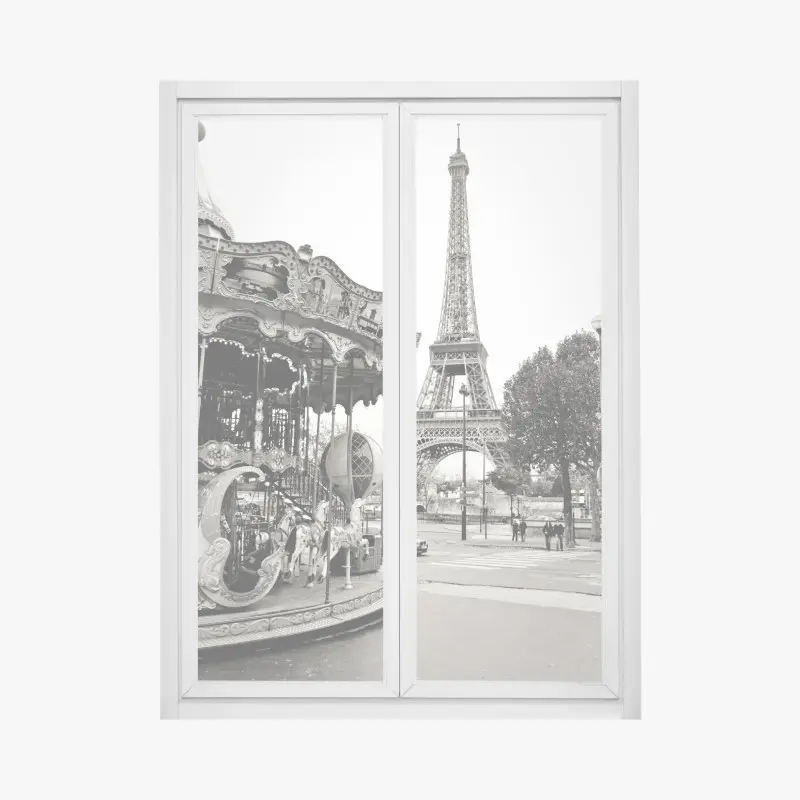 Fensteraufkleber Eiffelturm und karussell in Paris