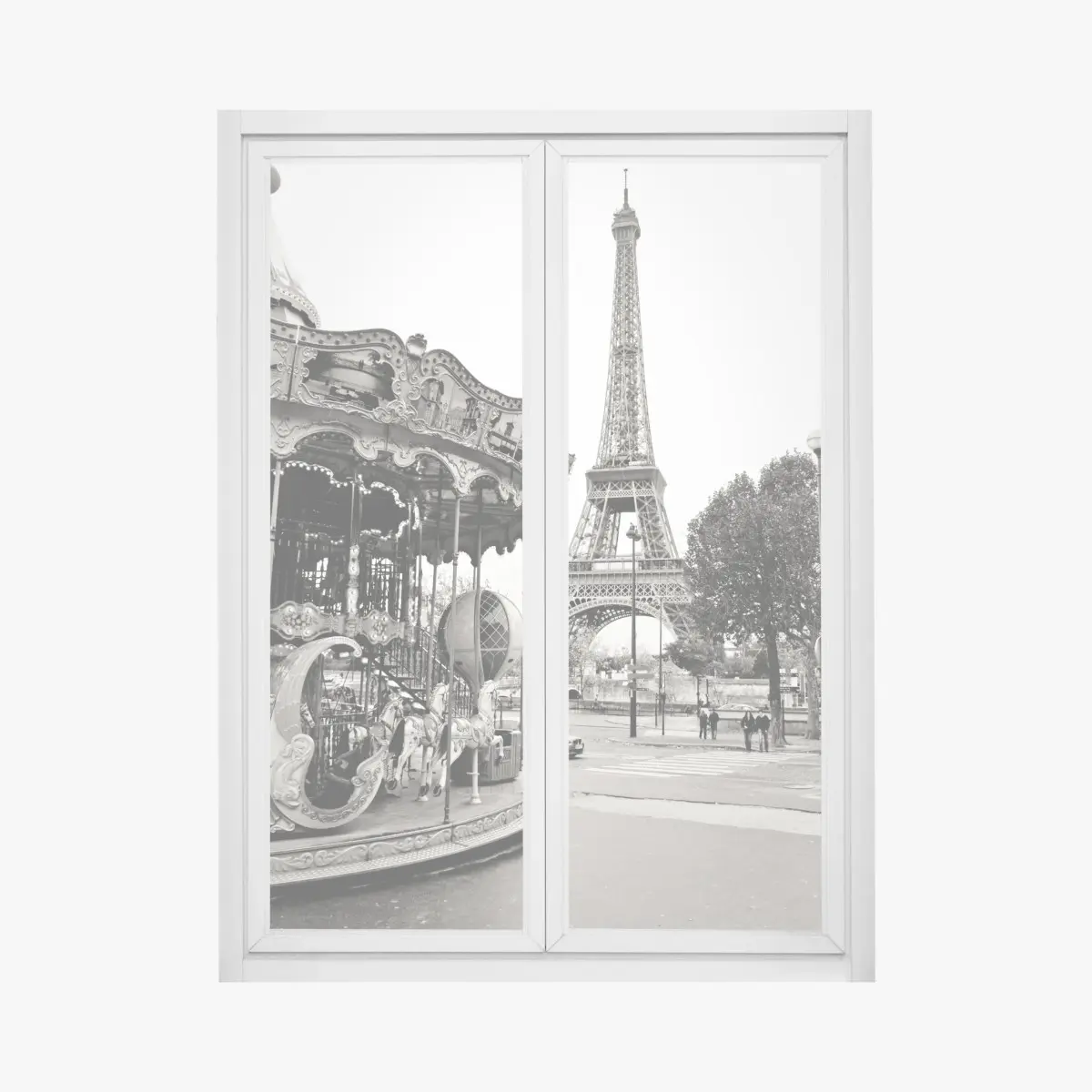 Fensteraufkleber Eiffelturm und karussell in Paris – Pixers®