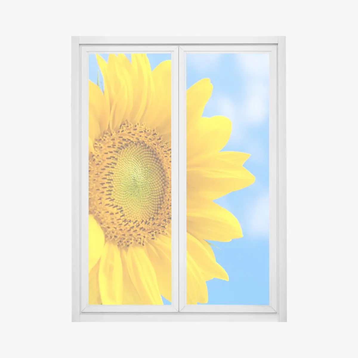 Fensteraufkleber leuchtende sonnenblume vor blauem himmel – Pixers®