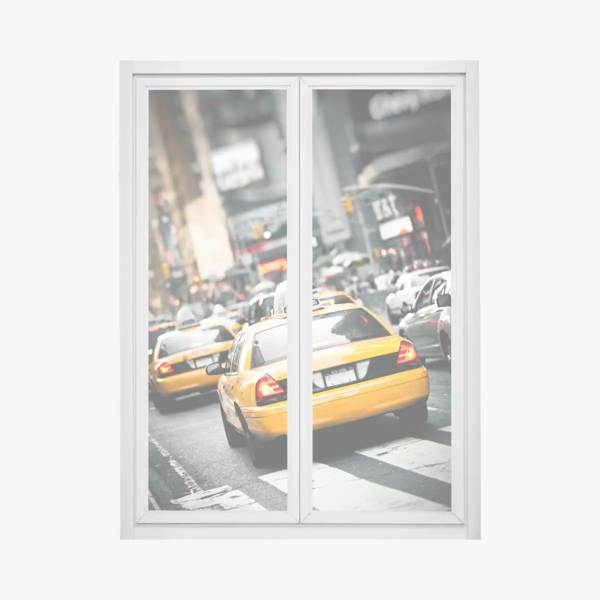 Fensteraufkleber gelbes taxi in den straßen von New York – Pixers®
