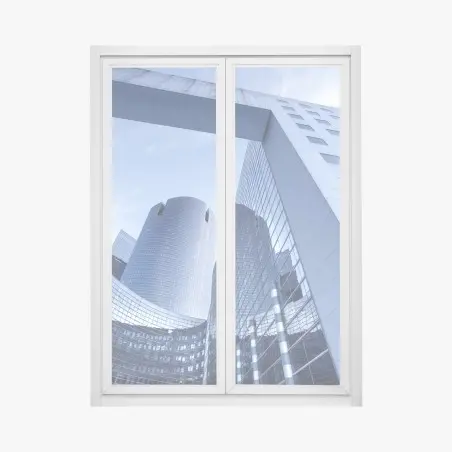 Fensteraufkleber moderne blaue stadtsilhouette – Pixers®