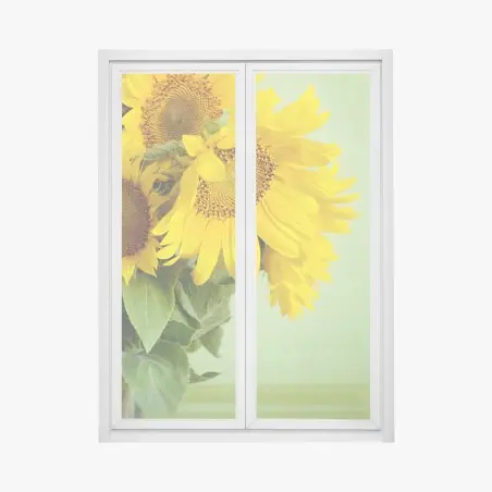 Fensteraufkleber heller sonnenblumenstrauß auf grünem hintergrund – Pixers®