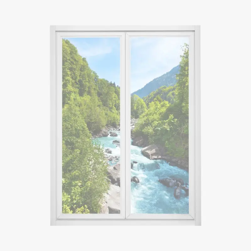 Fensteraufkleber gletscherfluss im grünen tal