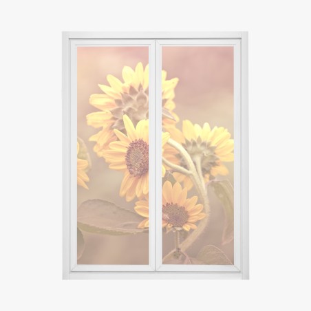 Fensteraufkleber vintage sonnenblumen in warmem licht – Pixers®