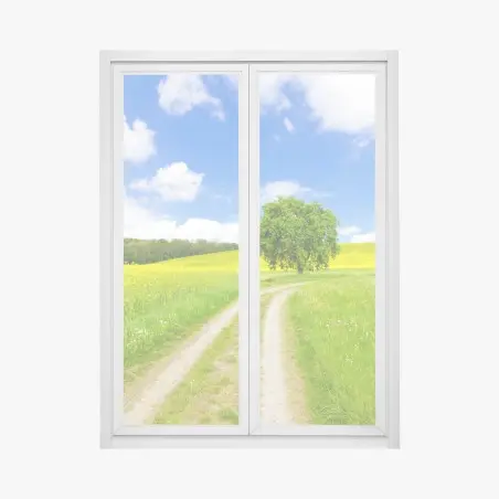 Fensteraufkleber sonniger feldweg mit einsamem baum – Pixers®