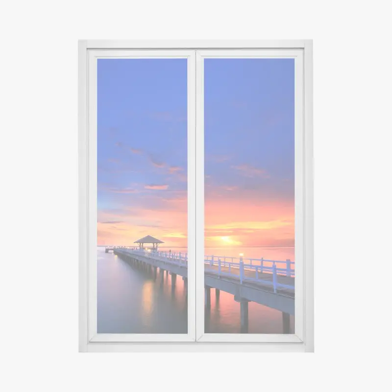 Fensteraufkleber mole bei sonnenuntergang am strand