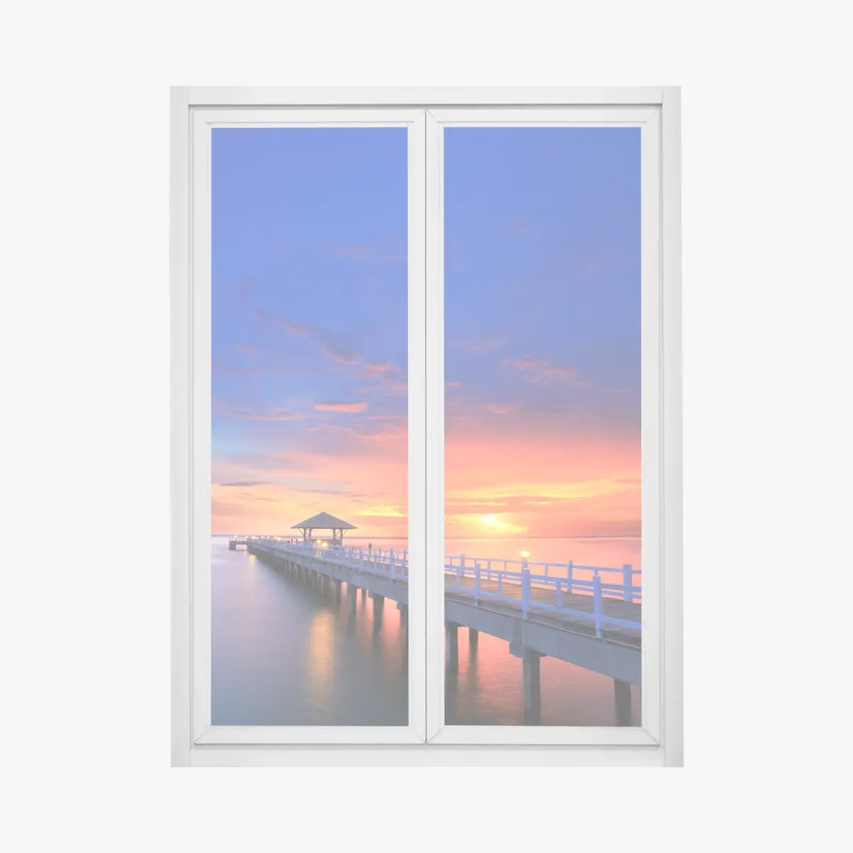 Fensteraufkleber mole bei sonnenuntergang am strand – Pixers®