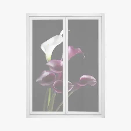 Fensteraufkleber elegante violette und weiße callas – Pixers®