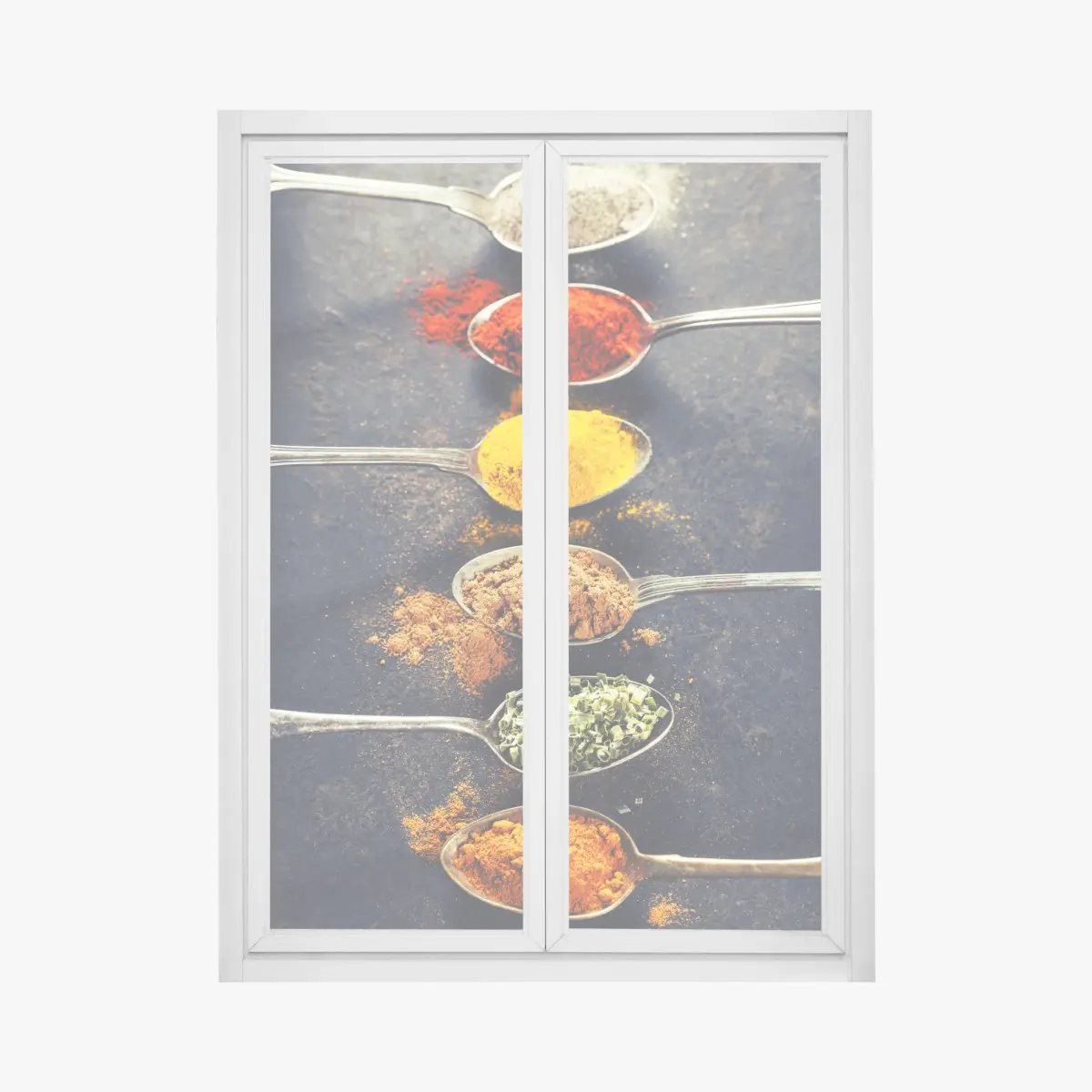 Fensteraufkleber bunte gewürzlöffel anordnung – Pixers®