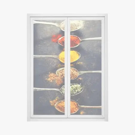 Fensteraufkleber bunte gewürzlöffel anordnung – Pixers®