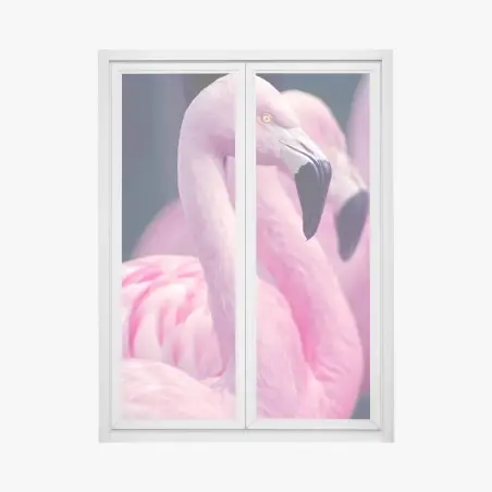 Fensteraufkleber anmutiges rosa flamingo-porträt – Pixers®