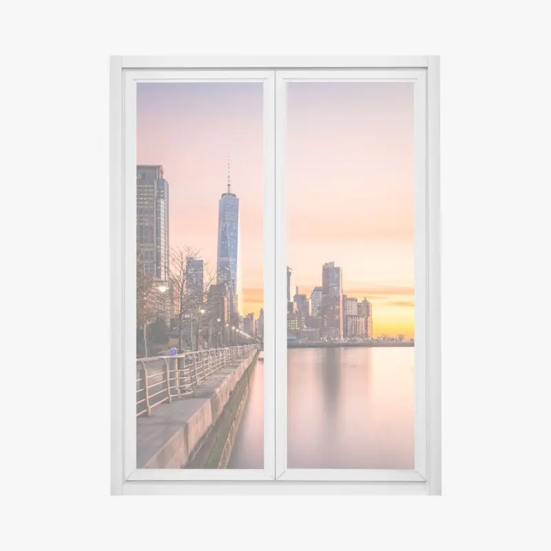 Fensteraufkleber Lower Manhattan bei sonnenuntergang