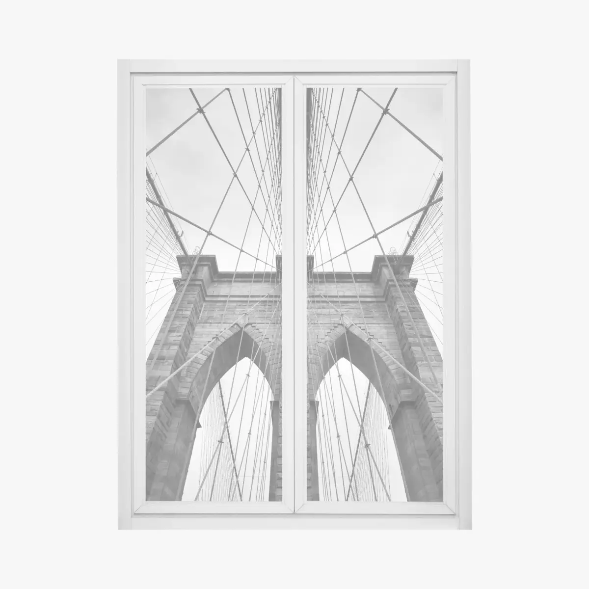 Fensteraufkleber perspektive der Brooklyn Bridge in monochrom – Pixers®