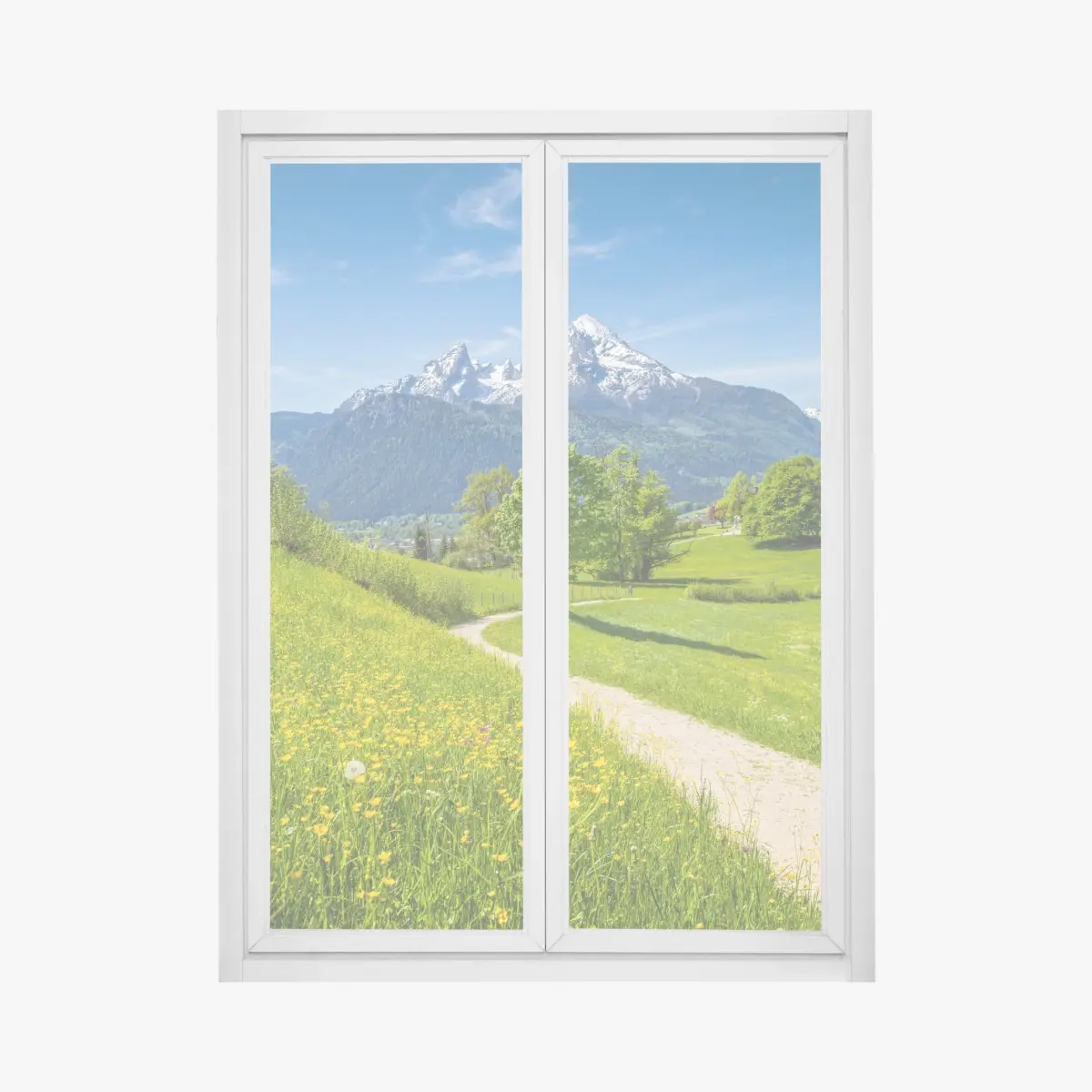 Fensteraufkleber alpenwiese und bergpfad – Pixers®