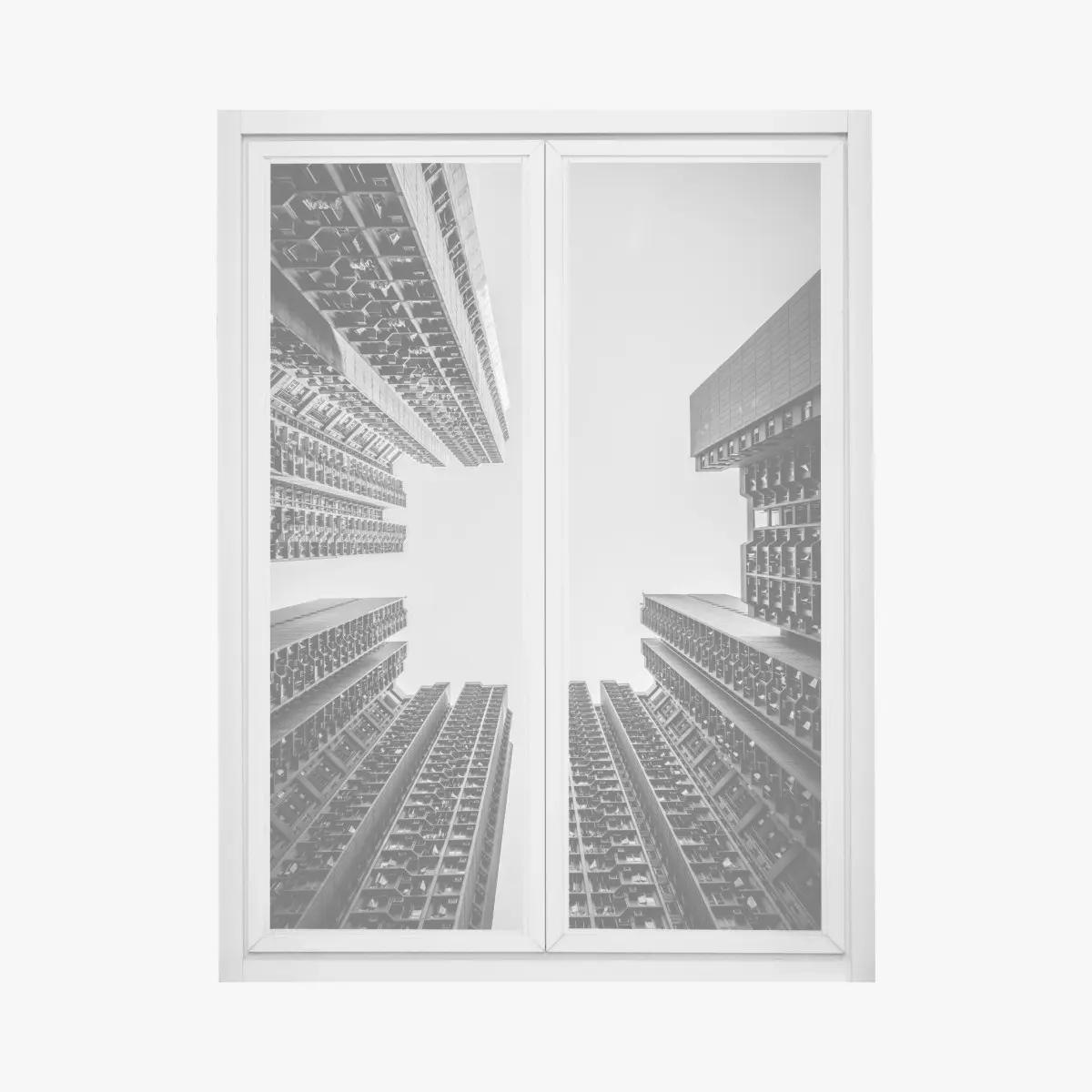 Fensteraufkleber städtische perspektive hochhäuser – Pixers®