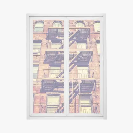 Fensteraufkleber vintage feuertreppen aus New York – Pixers®