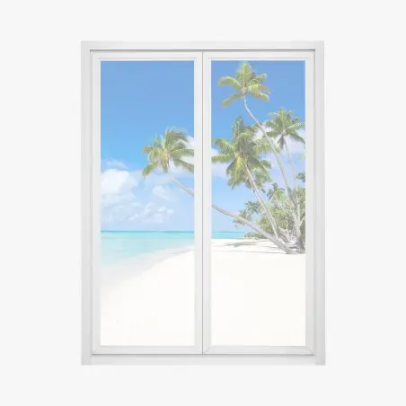 Fensteraufkleber tropischer palmenstrand – Pixers®