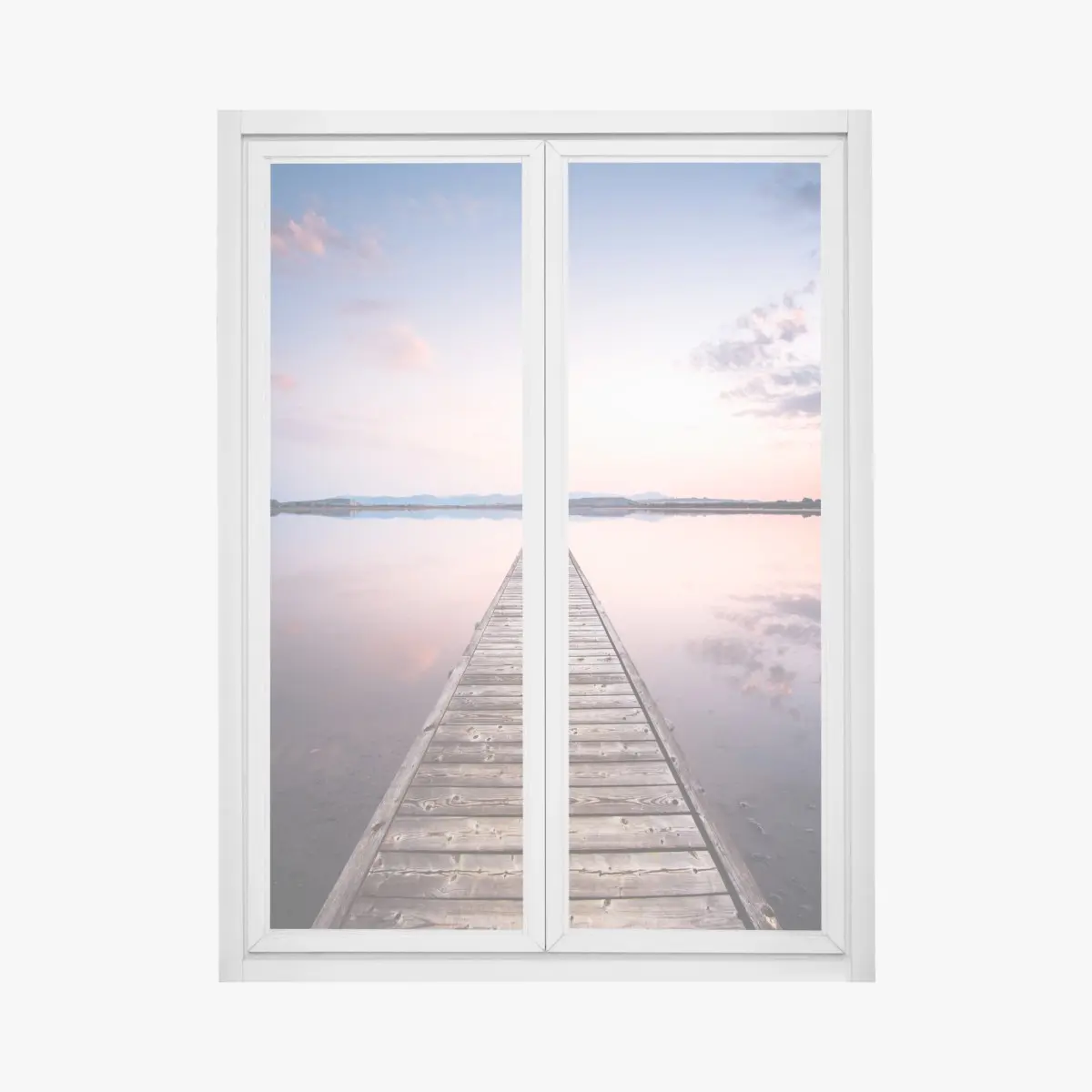 Fensteraufkleber holzsteg zum horizont bei sonnenuntergang – Pixers®