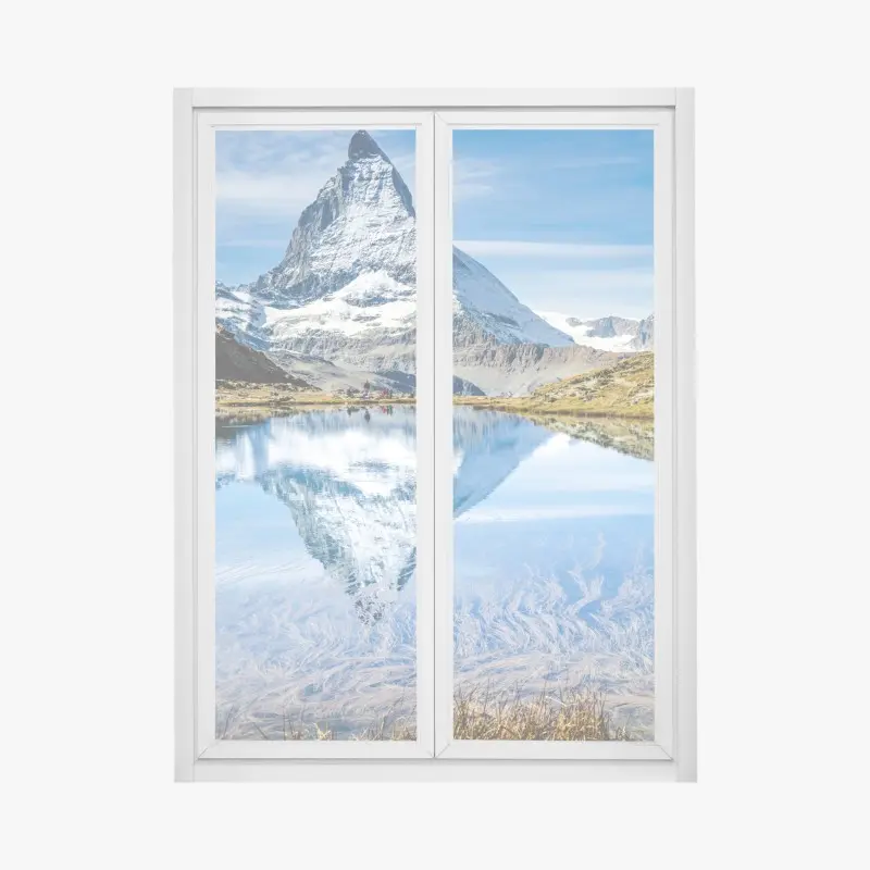 Fensteraufkleber majestätisches Matterhorn im spiegel eines alpensees