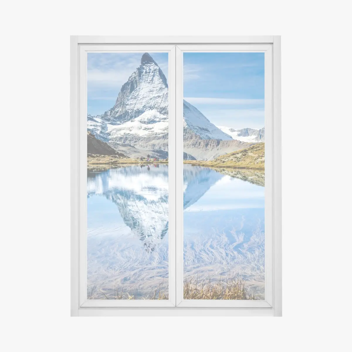 Fensteraufkleber majestätisches Matterhorn im spiegel eines alpensees – Pixers®