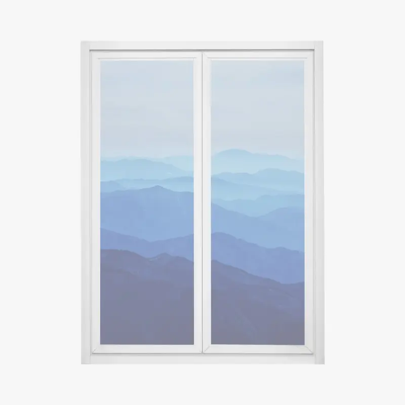 Fensteraufkleber neblige blaue bergschichten