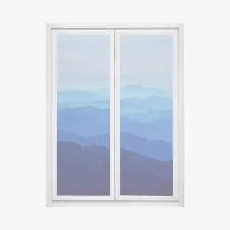 Fensteraufkleber neblige blaue bergschichten – Pixers®