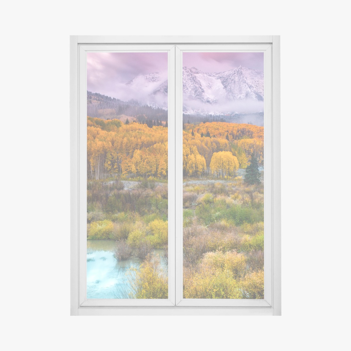 Fensteraufkleber rosafarbener sonnenaufgang über East Beckwith Mountain – Pixers®