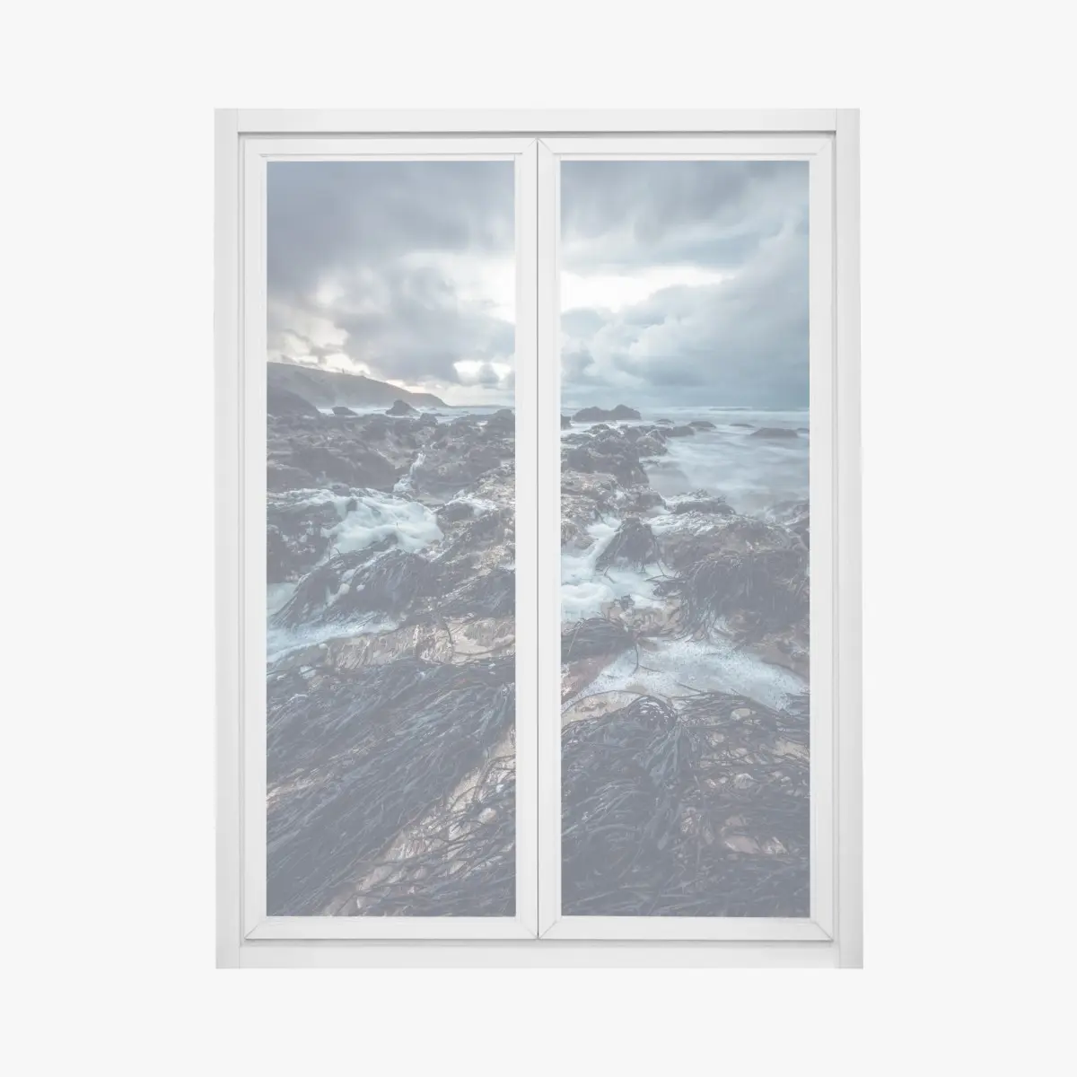 Fensteraufkleber stimmungsvolle felsenküste bei dämmerung – Pixers®