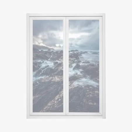 Fensteraufkleber stimmungsvolle felsenküste bei dämmerung – Pixers®
