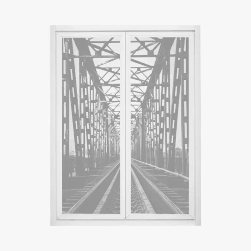 Fensteraufkleber alte eisenbahnbrücke in schwarzweiß