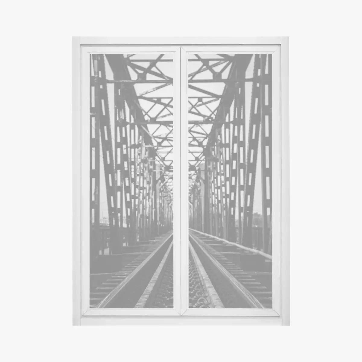 Fensteraufkleber alte eisenbahnbrücke in schwarzweiß – Pixers®