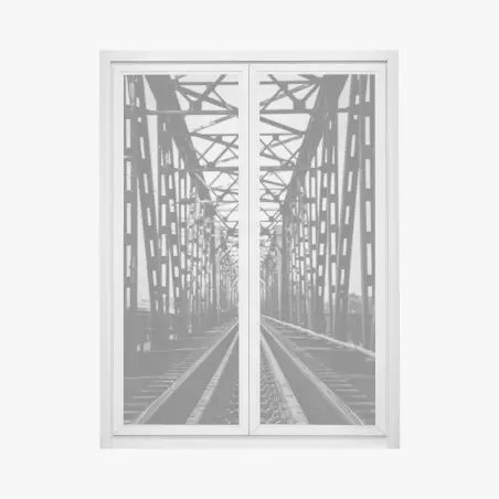 Fensteraufkleber alte eisenbahnbrücke in schwarzweiß – Pixers®