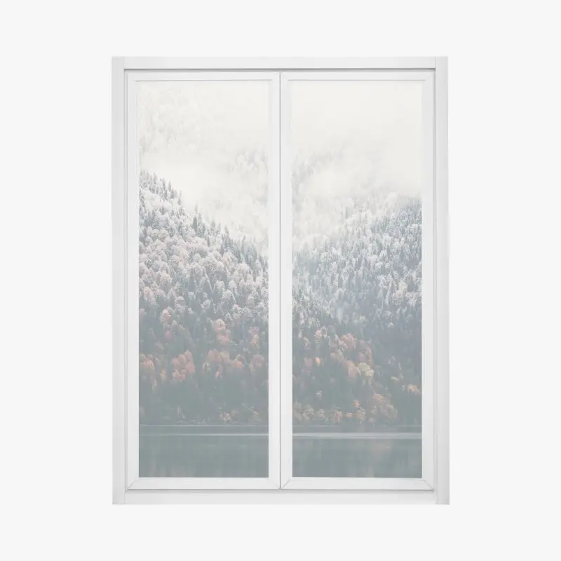 Fensteraufkleber herbstlicher nebel über bergwald