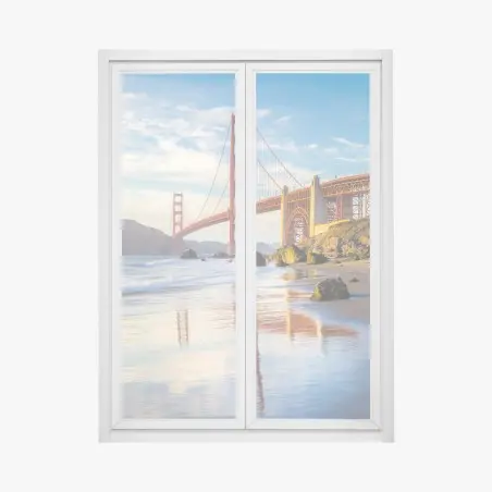 Fensteraufkleber Golden Gate Bridge reflektiert am strand – Pixers®