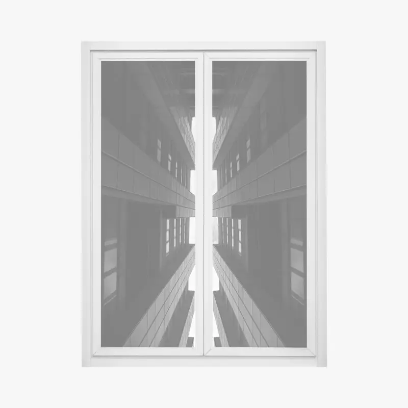 Fensteraufkleber vertikale städtische symmetrie in monochrom