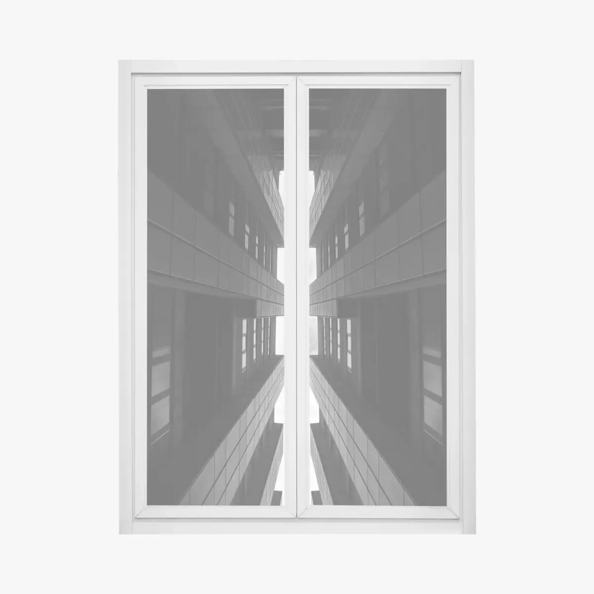 Fensteraufkleber vertikale städtische symmetrie in monochrom – Pixers®