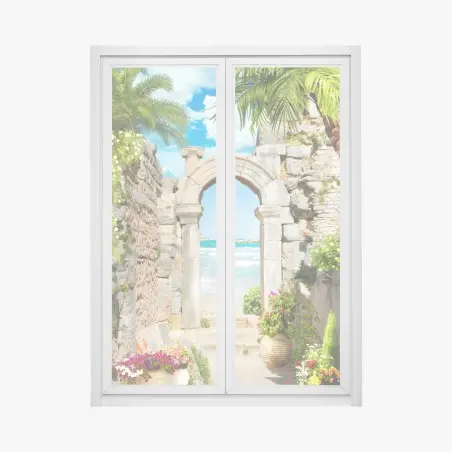 Fensteraufkleber sonniger bogen zum meer – Pixers®