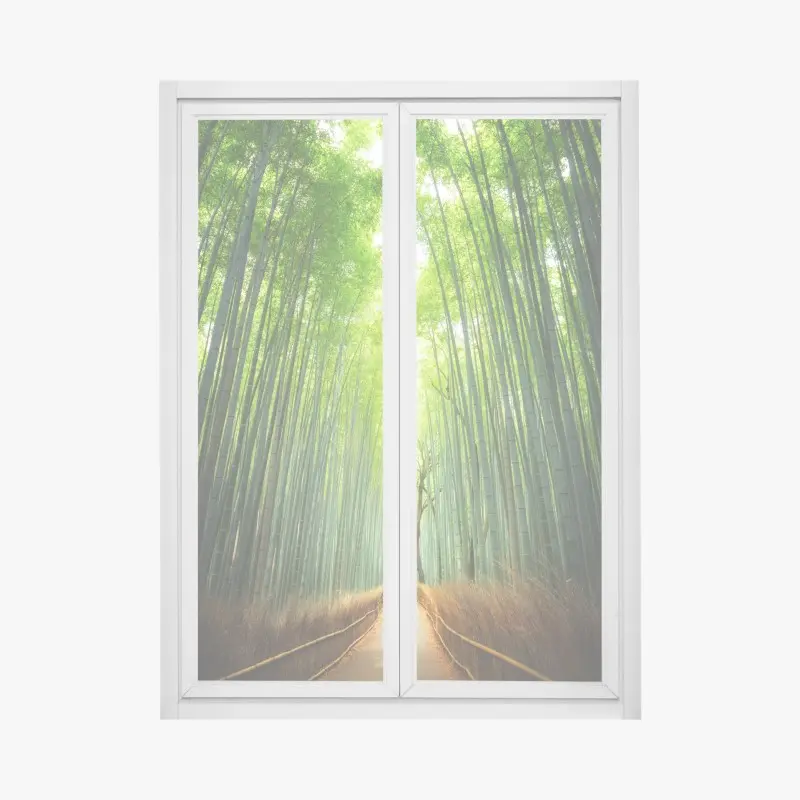 Fensteraufkleber weg durch den bambushain von Arashiyama