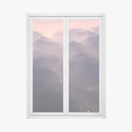 Fensteraufkleber nebliges pastell bergtal – Pixers®