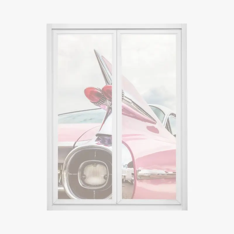 Fensteraufkleber rosa retro klassisches auto heckflosse